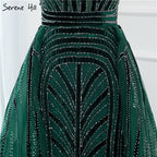 Dubai Navy Blue Deep-V Sexy Evening Dresses 2025 Sleeveless Crystal Luxury Mermaid Evening Gowns Design LA70198