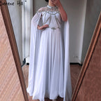 On Sale No Return No Refund Dubai Pink High Collar Chiffon Evening Dresses Design Diamond Sleeveless Beach Evening Gowns 2025 LA60736