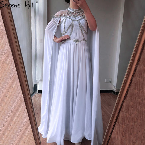 On Sale No Return No Refund Dubai Pink High Collar Chiffon Evening Dresses Design Diamond Sleeveless Beach Evening Gowns 2025 LA60736