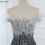 Dubai Pink Sexy Mermaid Evening Dresses Design Luxury Crystal Feathers Sleeveless Formal Gowns 2025 LA70242