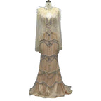 Dubai Purple V-Neck Mermaid Sexy Evening Dresses 2025 Sleeveless Shawl Yarn Feathers Formal Dress LA70171A