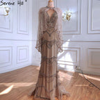 Dubai Purple V-Neck Mermaid Sexy Evening Dresses 2025 Sleeveless Shawl Yarn Feathers Formal Dress LA70171A