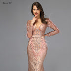 On Sale No Return No Refund Sale Dubai Rose Gold Mermaid Sexy Evening Dresses 2025 Luxury Feathers Beading Sparkle Formal Dress LA60902
