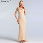 Sale Dubai Silver Sleeveless Luxury Evening Dresses 2025 Latest Design V-Neck Sexy Mermaid Evening Gowns LA60812