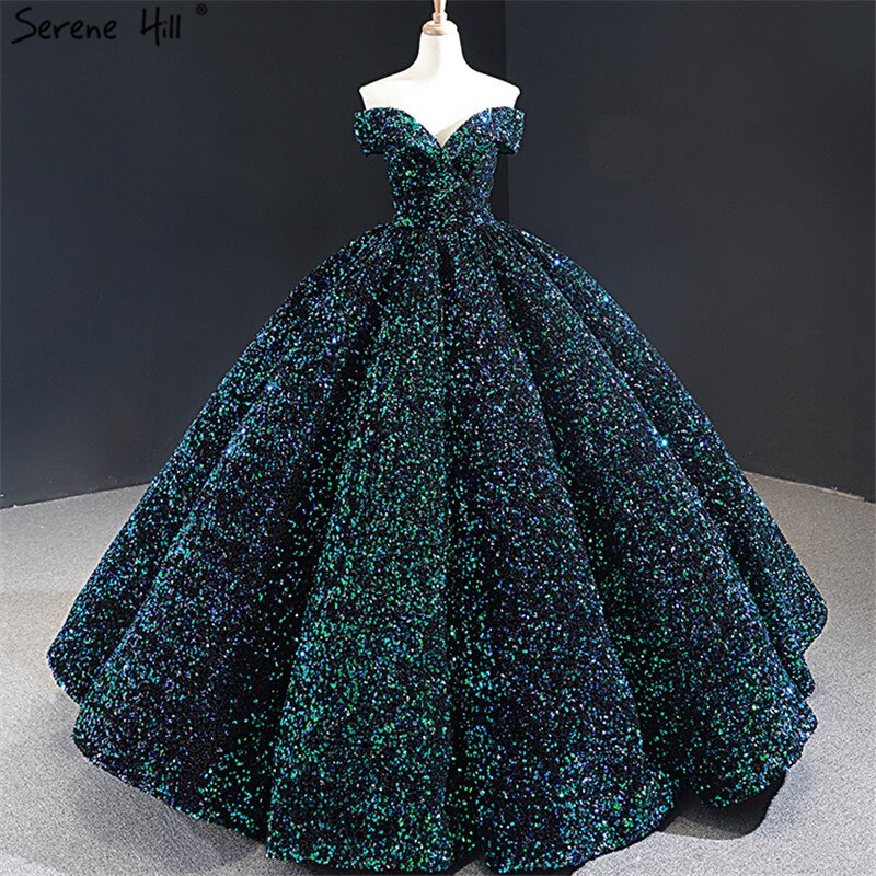 Dubai Sweetheart Sexy Green Luxury Wedding Dresses 2025 Sequined Off Shoulder Bridal Gowns HM66991 Custom Made