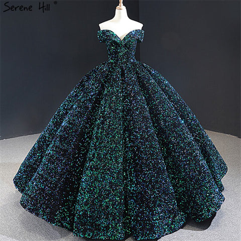 Vestidos de novia de lujo, sexis y verdes, estilo Dubai Sweetheart, colección 2025. Vestidos de novia con lentejuelas y hombros descubiertos, modelo HM66991. Hechos a medida. 