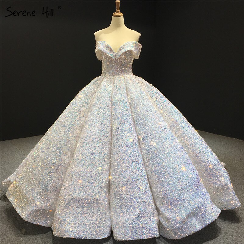 Dubai Sweetheart Sexy Green Luxury Wedding Dresses 2025 Sequined Off Shoulder Bridal Gowns HM66991 Custom Made