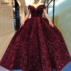 Dubai Sweetheart Sexy Green Luxury Wedding Dresses 2025 Sequined Off Shoulder Bridal Gowns HM66991 Custom Made