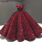 Dubai Sweetheart Sexy Green Luxury Wedding Dresses 2025 Sequined Off Shoulder Bridal Gowns HM66991 Custom Made