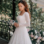Dubai White A-Line Sexy Luxury Evening Dresses 2025 Beading Long Sleeve Sexy Formal Dress LA70271