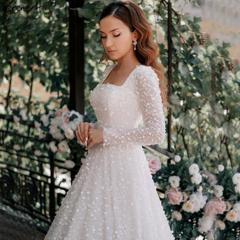 Vestido de noche sexy de lujo corte A blanco de Dubái 2025, vestido formal sexy de manga larga con cuentas LA70271 