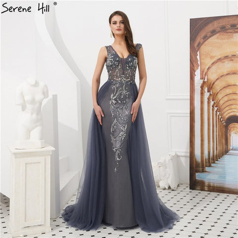 Sale Dubai Wine Red Crystal Beading Evening Dresses 2025 Backless Sexy Mermaid Fromal Evening Gowns LA60805