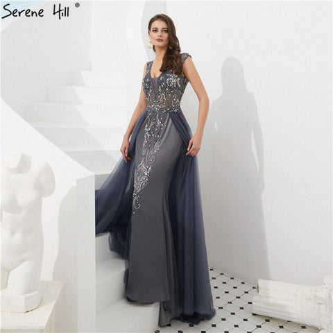 Sale Dubai Wine Red Crystal Beading Evening Dresses 2025 Backless Sexy Mermaid Fromal Evening Gowns LA60805
