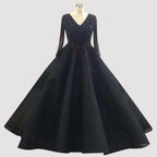 Dubai Wine Red V-Neck High-end Sexy Evening Dresses 2025 Long Sleeve Crystal Luxury Evening Gowns Design LA70272