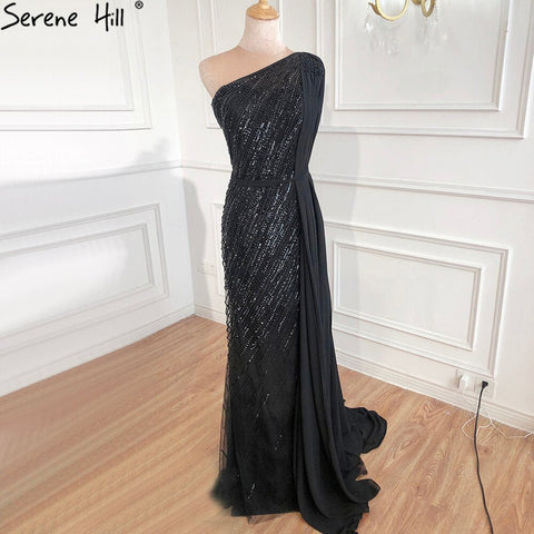 Dubai green One Shoulder Luxury Evening Dresses Mermaid Beading Suiqns Sparkle Formal Dress 2025 LA70515