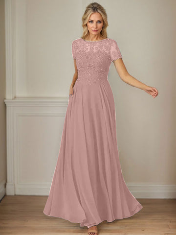 Dark Navy A-Line Boatneck Sequins Chiffon Dress