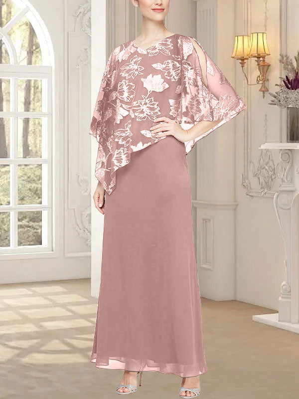 Vestido largo de malla brillante con corpiño asimétrico superpuesto de diseño novedoso 