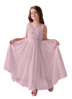 Vestido de bebé niña con lazo de tul y aplique floral en 3D de la colección Jardín Encantado 