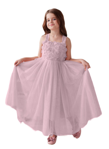 Vestido de bebé niña con lazo de tul y aplique floral en 3D de la colección Jardín Encantado 