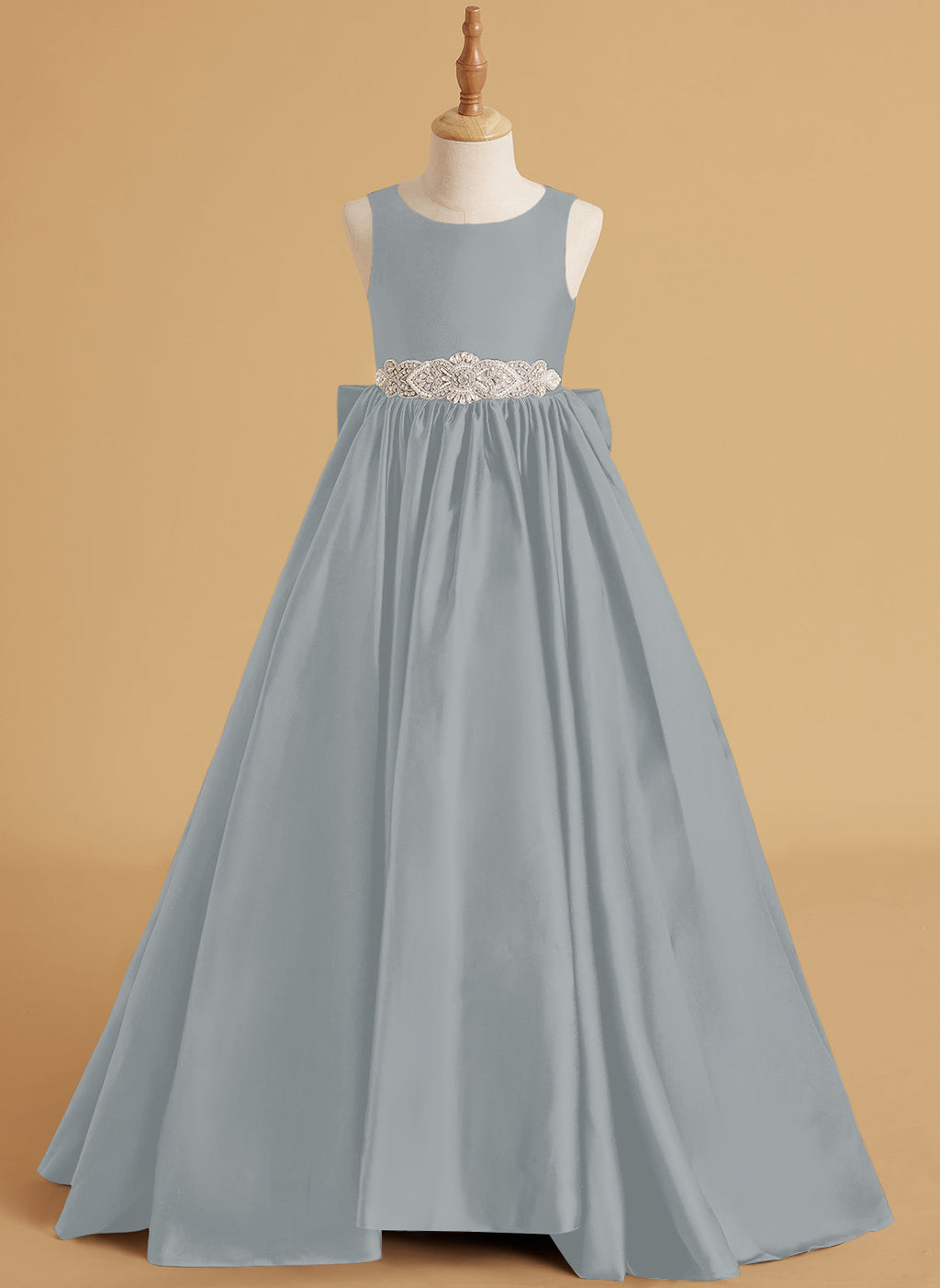 Vestido de princesa de satén con cola para niña de las flores 