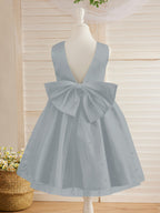 Vestido de princesa/vestido de princesa de satén y tul hasta la rodilla para niña de las flores 