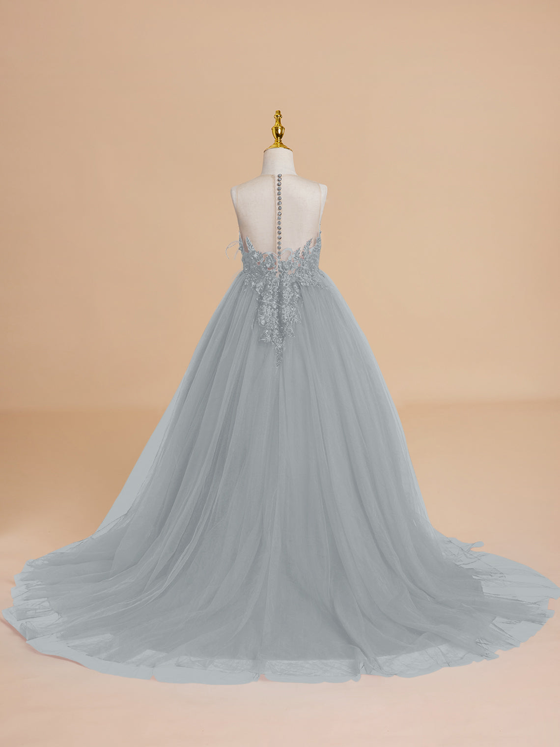 Vestido de princesa/vestido de princesa con cola de tul para niña de las flores 