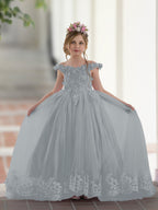 Vestido de gala/princesa rosa con cola de encaje para cumpleaños 