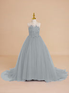 Vestido de princesa/vestido de princesa con cola de tul para niña de las flores 