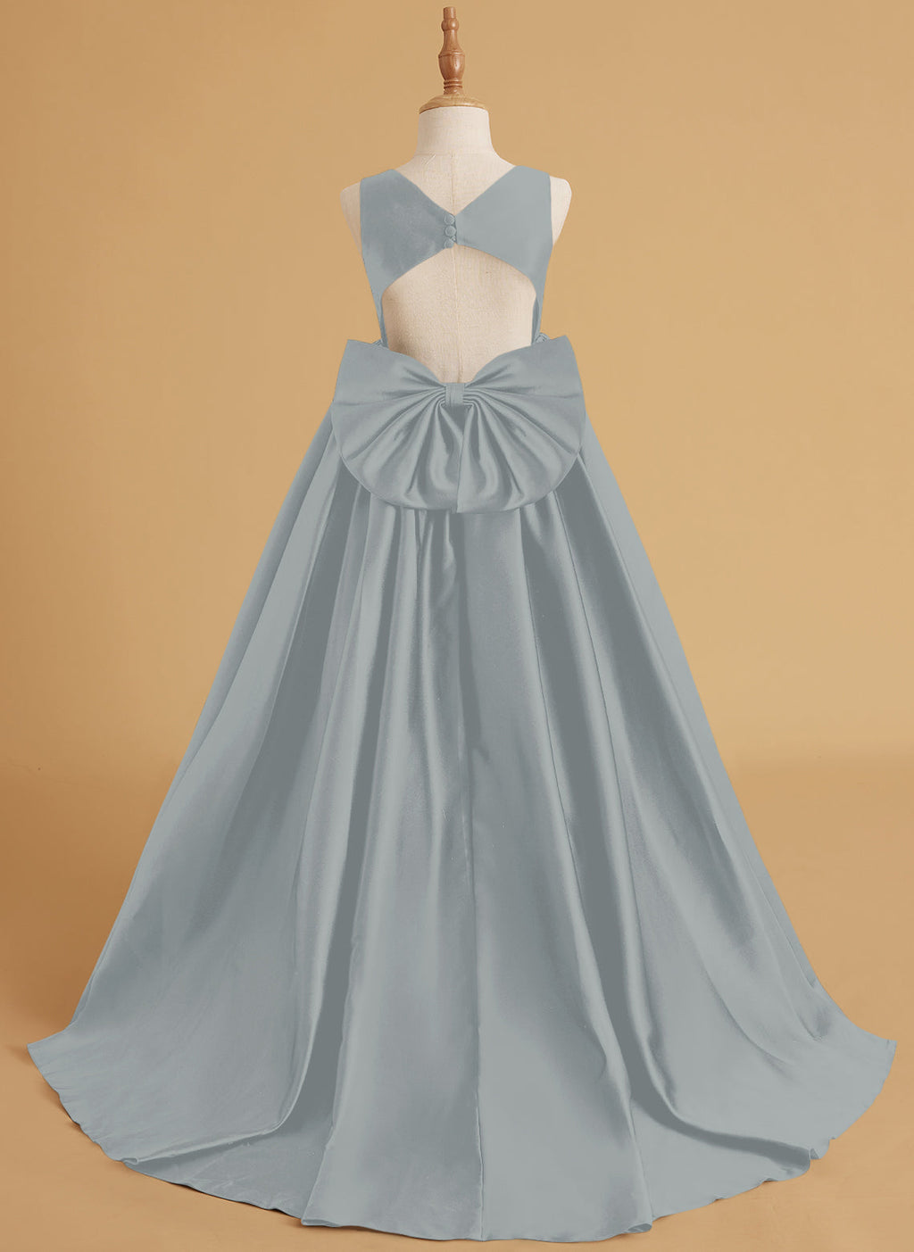 Vestido de princesa de satén con cola para niña de las flores 