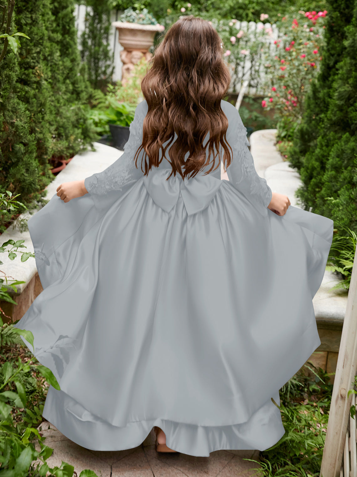 Vestido asimétrico de satén de corte A para niña de las flores