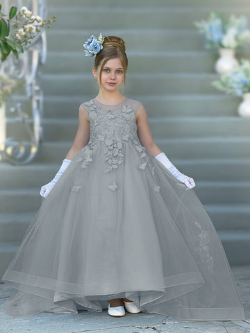 Vestido de baile de princesa Serenity con apliques de encaje y adornos de mariposas 