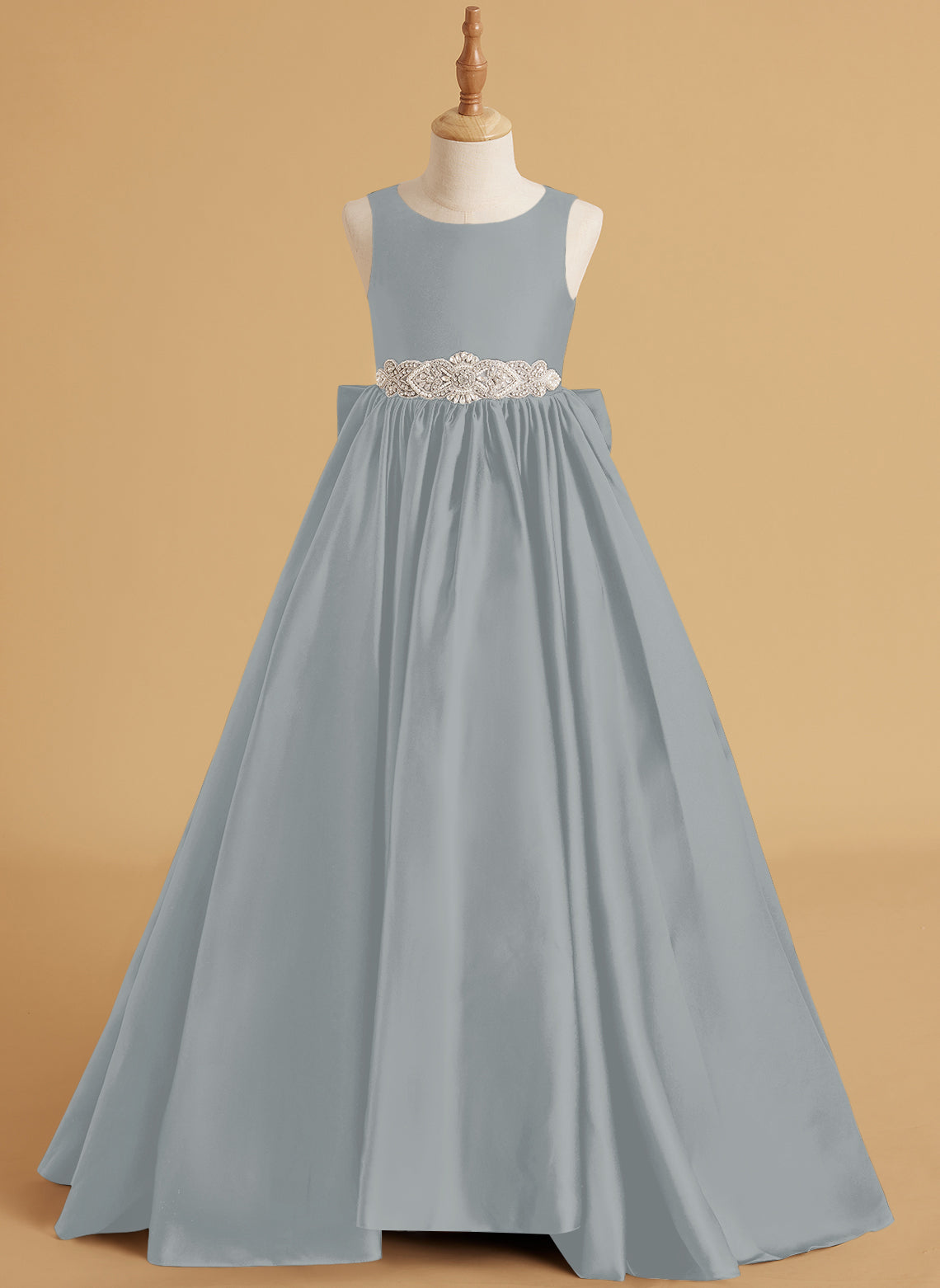 Vestido de princesa de satén con cola para niña de las flores 