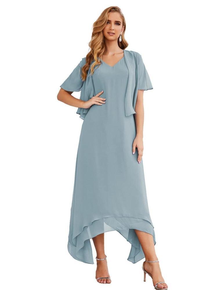 Vestidos de chifón de talla grande para la madre de la novia con chaqueta, vestidos formales para boda SY28073 