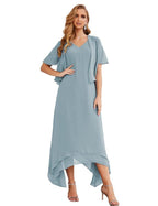 Vestidos de chifón de talla grande para la madre de la novia con chaqueta, vestidos formales para boda SY28073 
