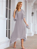 Vestidos de chifón de talla grande para la madre de la novia con chaqueta, vestidos formales para boda SY28073 