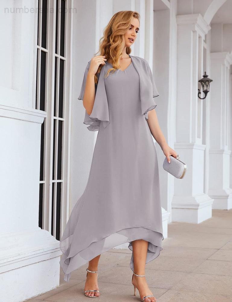 Vestidos de chifón de talla grande para la madre de la novia con chaqueta, vestidos formales para boda SY28073 