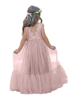 Vestido largo de tul y encaje estilo boho para niña de las flores 