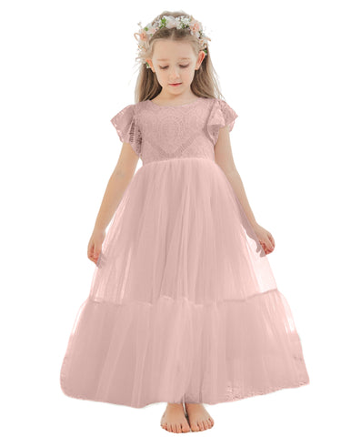 Vestido blanco de tul y encaje hasta el tobillo (2003227579) 