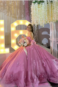 Vestido de quinceañera con hombros descubiertos, apliques de encaje, vestido de baile, vestido de 15 años Y4086