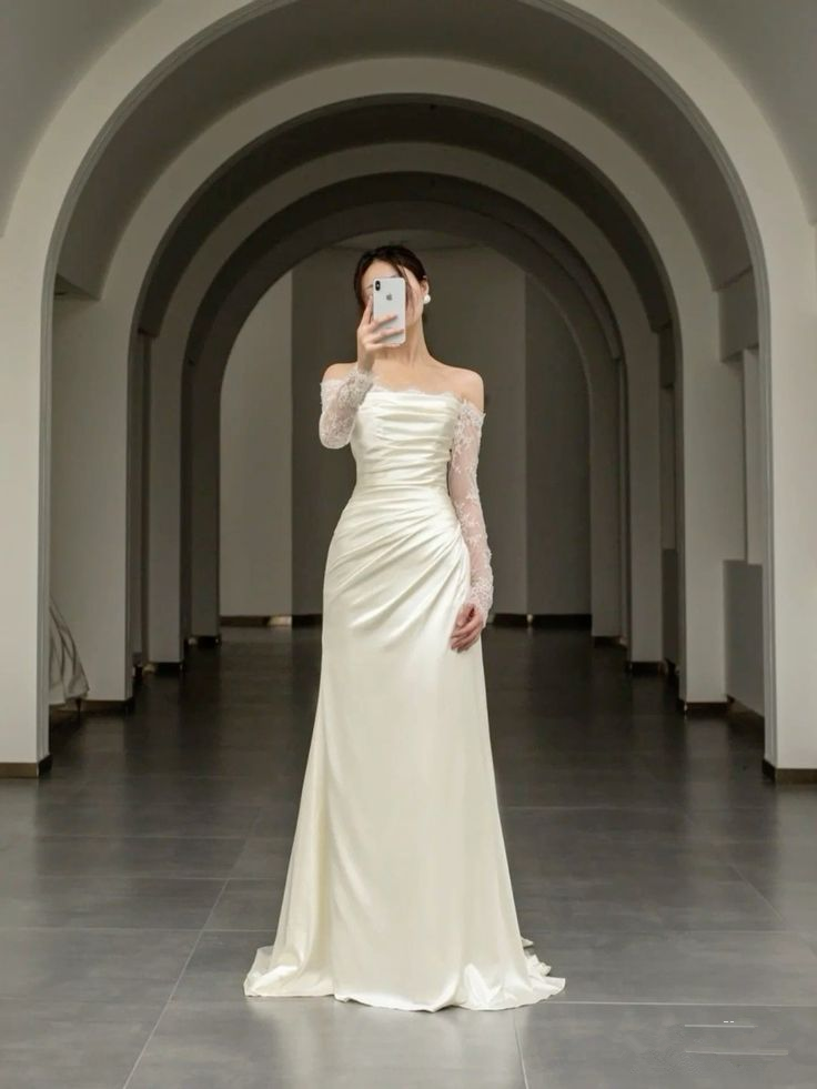 Robe de mariée sirène élégante à manches longues, référence Y7152