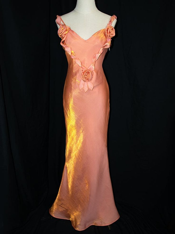 Charming Satin Flowers Long Mermaid Evening Dress Formal Prom Dress Y8219