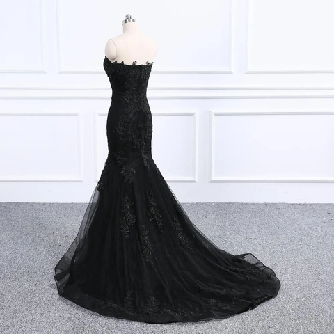 Sweetheart Neckline Black Mermaid Wedding Dress Y1776