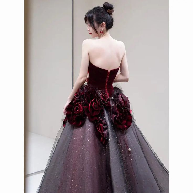 Vestido largo rojo de gala, vestido de noche elegante Y7343
