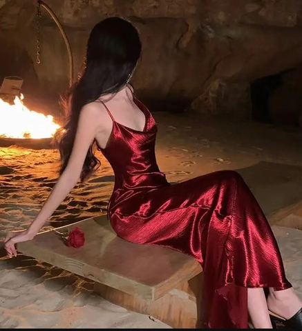 Vestido largo de noche de fiesta sencillo, blanco satinado y sin espalda Y7841