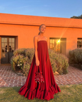 Robe longue bustier, robe d'invitée de mariage, robe de soirée Y4737