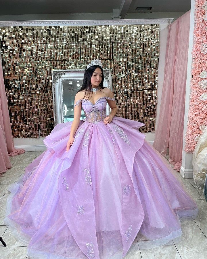 Vestido de baile de tul con hombros descubiertos, estilo dulce 16, modelo Y5657
