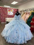 Vestido de quinceañera con apliques de tul azul bebé, vestido de baile azul bebé, vestido para dulces 16, Y2426