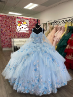 Vestido de quinceañera con apliques de tul azul bebé, vestido de baile azul bebé, vestido para dulces 16, Y2426