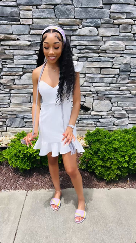 Precioso vestido blanco de fiesta con bajo de volantes, vestido de cóctel blanco Y2155