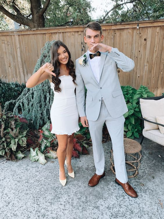 Vestido blanco sin tirantes para baile de bienvenida, vestido blanco de fiesta Y2045
